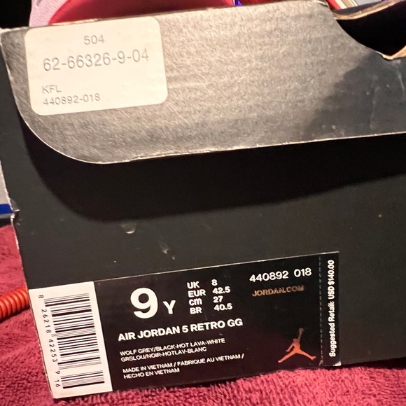 Jordan 5 Retro GG 'Hot Lava' 5’s WOLF GREY/BLACK-HOT LAVA-WHITE release 05/09/15 - Picture 8 of 9